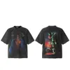26 Marca Europea y Americana de Tendencia Transfronteriza Colaboración Travis Scott Camiseta de Manga Corta Lavada Vintage Unisex High Street Manga Media
