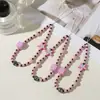 Cadena para Teléfono Móvil Estilo Ins Japonés y Coreano Cuadros Estrellas Rosa Dulce Cuerda de Teléfono Móvil Hecha a Mano con Cuentas Colgante de Mochila Ccd de Nicho