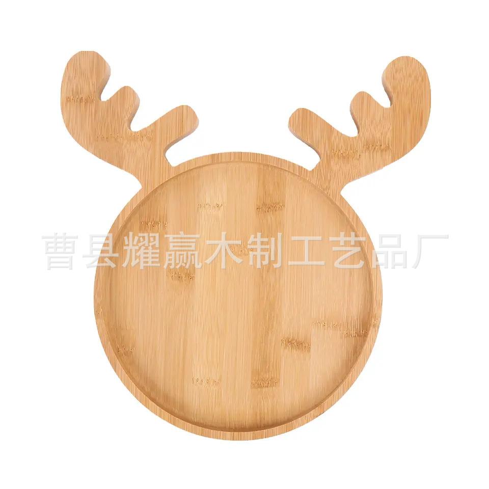 驯鹿竹制圣诞树圣诞老人帽子木餐盘圣诞食品零售装饰用品 (9)