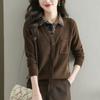 Tops de punto de dos piezas para mujer, suéteres cortos elegantes, ropa de otoño, ropa de mujer nueva de 2024, camisetas con cuello camisero de primavera y otoño.