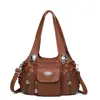 Bolso de moda exclusivo transfronterizo 2026, bolso tote vintage, bolso de hombro y cruzado grande de capacidad, lavado con efecto desgastado