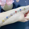 Pulsera de Zafiro Natural Popular y Colorida Plata S925 Piedra Principal para Mujer 4*6mm Venta Caliente Dropshipping Transfronterizo