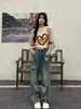 Sentido del Diseño Jeans Rotos de Nicho para Mujer Verano Nuevo Estilo Americano High Street Cintura Alta Pantalones Rectos Adelgazantes para Mujer