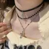 Collar Cruzado de Múltiples Capas Estilo Retro para Mujer Estilo Punk Oscuro Cadena Apilada para Clavícula Accesorios Sexy Y2K del Milenio