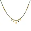 Collar Colgante Estrella de Ocho Puntas Retro con Cuentas Melaleuca Lujo Ligero Nicho Sentido de Alta Gama Cadena para Clavícula Moda Versátil para Mujer