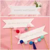 Decoración de Pastel para Hornear Feliz Cumpleaños Bola de Pelo Borla Decoración Inserto Banquete Fiesta Mesa de Postres Enchufe
