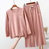Pantalones de pijama cálidos de otoño e invierno para mujer, pantalones casuales de terciopelo engrosado para el hogar, ropa exterior, deportivos, para mediana edad, de pierna ancha