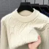 Suéter Jacquard de Alta Gama para Hombre Cuello Redondo Estilo Otoño Invierno Engrosado Cálido Casual Capa Base Tejido Estilo Old Money para Hombre Dropshipping