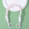 Lanyard colorido simples para celular com fivela dupla, chaveiro pingente em blocos de cor trançado à mão, cordão de poliéster anti-perda, disponível para atacado