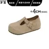 Zapatos de mujer estilo Birkenstock, totalmente cerrados, de suela gruesa, con aumento de altura interno, versión de piel, modelo nuevo 2026, zapatos de salón Mary Jane para mujer, de punta redonda