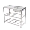 Fregadero de Acero Inoxidable con Soporte Transfronterizo, Fregadero Único de Cocina Engrosado de Tres Capas, Estante de Almacenamiento de Tres Capas para Cocina, Lavabo, Fregadero para Lavar Verduras