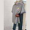 Camiseta Plus Size 150kg Patchwork Listrado Bordada Manga Curta Versátil Solta Gola Redonda Design Emagrecedor Top