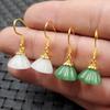 Aretes Joyería Aretes de Loto de Jade Hetiano Imitación Aretes de Loto de Jaspe Imitación Aretes de Jade Blanco Imitación Aretes de Jade Aretes