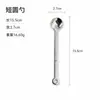 Colher de mistura de aço inoxidável 304 com cabeça quadrada, pendurável com furo redondo, colher de sobremesa de cabo longo, colher de sorvete, colher de suco, colher de tempero