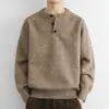 Suéter Nuevo Estilo Otoño e Invierno para Hombre con Cuello Henry, Tejido Casual y Elegante Estilo Perezoso, Chaqueta de Punto Casual como Capa Base