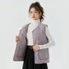Chaleco Interior Cálido, Grueso, Forrado de Felpa para Mujer, Chaleco Casual de Lana de Cordero con Botones para Mujer 2502