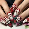 Parches para Uñas de Navidad Uñas Largas Estilo Ballet Papá Noel Muñeco de Nieve Parches para Uñas Postizas Serie Navideña