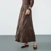 Nueva Falda Retro de Terciopelo Estilo Chino para Mujer, Otoño 2026 Nueva Falda de Línea A Elegante Adelgazante de Cintura Alta para Socialité