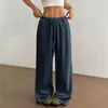 Moda Feminina Europeia e Americana Transfronteiriça 2026 Nova Primavera e Verão Calça Reta Solta Lisa com Cordão Texturizado