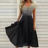 Vestido de Verano Nuevo para Mujer Europeo y Americano Transfronterizo Moda Urbana Casual Empalme de Gasa Vestido para Mujer