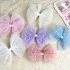 Pasador de Malla Estéreo con Lazo de Perlas Todo Fósforo Temperamento Princesa Clip Superior para el Cabello Accesorios para el Cabello de Niñas para Espectáculo Escénico