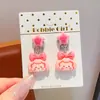Lindos clips para orejas de dibujos animados para niñas sin perforaciones, aretes de conejo y fresa, accesorios para orejas sin perforar, colgantes de oreja de frutas