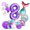 Nuevo Set de Globos de Aluminio Cola de Sirena Degradada Globo de Cumpleaños Globo con Lentejuelas Decoración de Guía de Fiesta para Camino Arreglo