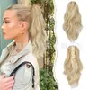 Peluca de coleta alta con ondas grandes estilo clip-on europea y americana para mujer, seda de alta temperatura, moderna, para citas, superventas, coleta rizada elástica