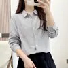 Camisa Rayada Nueva de Primavera y Otoño 2026 Corte Holgado Versátil Manga Larga de Alta Gama Elegante Top Casual para Mujer