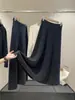 Falda de peso alto, elástica, cintura elástica, gris jaspeado oscuro, de longitud media, corte A