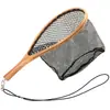 Rede de trança para pesca de riacho mini cabo de olmo mosca mosca Luya boca de cavalo rede de bolso listrada de branco em miniatura com corda de perda