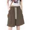 Shorts Esportivos de Cinco Pontas com Estampa de Caranguejo, Cor Sólida, Novo, Leve, Caimento Solto para Mulheres, Primavera e Outono, Cintura Alta Solta, Emagrecedor, Exportação