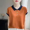 Nuevo Estilo de Verano Tejido de Manga Corta de Tencel para Mujer, Camiseta Holgada Delgada, Ropa de Alta Gama de Verano, Tops para Mujer de Tallas Grandes