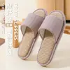 Nuevas pantuflas de lino para hombre, antideslizantes, adecuadas para primavera y otoño, uso en interiores en casa, silenciosas, pantuflas de algodón y lino para todas las estaciones para mujer