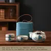Bule de mão da cerâmica Ru, cultural e artístico, bule para infusão de chá, gaiwan, xícara de chá, conjunto de chá de viagem, bolsa portátil para exterior, presente, xícara de chá rápida, Festival do Meio Outono