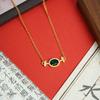 Colar de areia dourada vietnamita transfronteiriço, estilo luxuoso, leve, com diamante verde incrustado, corrente oval para clavícula, design de nicho feminino, suprimentos para joias Sense
