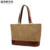 Bolso de mano informal para mujer, bolso diagonal de lona impermeable con primera capa de cuero, bolso de hombro de color sólido, suministro de fábrica desbordante