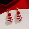 Brincos de Dança do Leão para o Ano Novo Adequados para o Inverno, Brincos Vermelhos de Outono e Inverno para Mulheres, Acessórios de Orelha de Alta Qualidade Únicos e Elegantes