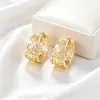 Pendientes Xuping de diseño hueco transfronterizo europeo y americano, pendientes de aleación de cobre con patrón de moneda circular geométrica de nicho para mujer