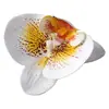 Flor de Falenopsis Individual Simulada 3D de Alta Gama PU Dorado Púrpura DIY Accesorios para Pared de Flores de una Sola Cabeza Material Floral Flor Artificial