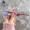Gafas TR90 retro con montura redonda y transparente, de metal liso, estilo coreano, antiluz azul, planas, para miopía de mujer.