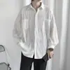 Camisa de manga comprida masculina primavera e outono estilo Hong Kong ins marca de moda solto all-match Ruan bonito cor sólida casual jacquard top