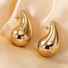 Aretes Colgantes de Venta Caliente Transfronteriza Acero Inoxidable Finamente Pulido Aretes Huecos Acero Titanio Chapado en Oro de 18K Hebilla para la Oreja Joyería para la Oreja