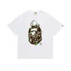 Fornecimento Atacadista Transfronteiriço de Marca Tendência de Comércio Exterior Algodão Puro Bape Cabeça de Macaco Tubarão Manga Curta Tubarão Macaco Camiseta