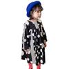 Estação Europeia Vestido de Menina Moderno com Estampa de Bolinhas Redondas Grandes Algodão Penteado Manga Longa Bebê Estilo Coreano Vestido Estilo Estrangeiro Roupa Infantil