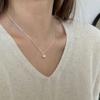Collar sencillo con colgante de una sola perla para mujer, personalizado, combinable, a la moda, chapado en plata S925, cadena de clavícula con nicho para el cuello.