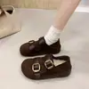 Sapatos femininos estilo Birkenstock, com sola grossa e forro de fleece, tudo incluído, nova coleção outono/inverno 2026, mocassins versáteis de calçar sem cadarço