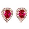 Aretes de Rubí Carloch Serie Caibao Gotas de Sangre Europeas y Americanas Aretes de Oro Rosa de 18k Joyería de Plata al por Mayor