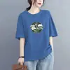 Tops Modernos de Corte Amplo que Escondem a Barriga para Mulheres Plus Size, Adequados para Mulheres de Meia-Idade e Idosas, Camisas de Manga Curta Emagrecedoras para Comércio Transfronteiriço