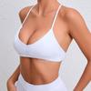 Ropa interior deportiva europea y americana para mujer, sujetador de fitness para correr de secado rápido con espalda a prueba de golpes, chaleco de yoga sexy con almohadilla de pecho desmontable